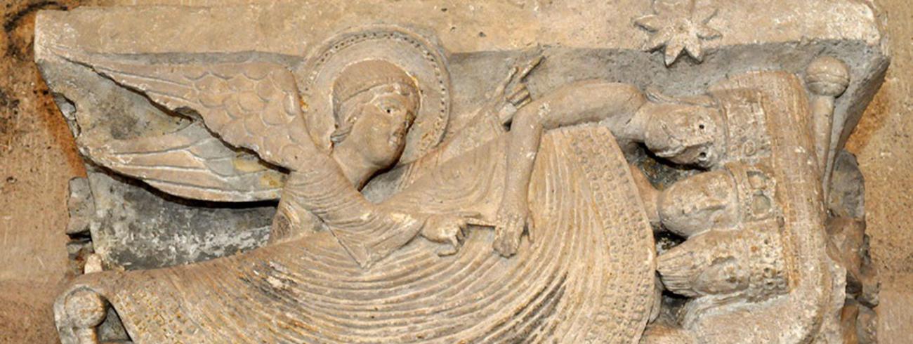 De slaap van de wijzen, kapiteel uit de kathedraal van Autun © Wikipedia