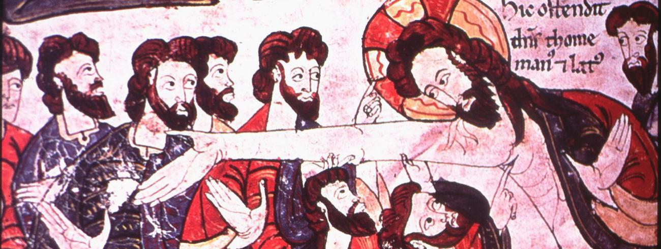 Een God om aan te taken, Bijbel van Avila, boekverluchting 12e eeuw 