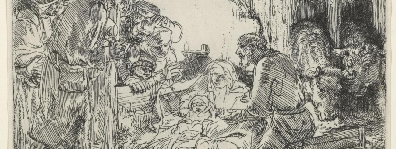 Rembrandt van Rijn, Aanbidding van de herders, met olielamp, ca. 1654, Museum of Fine Arts, Houston 