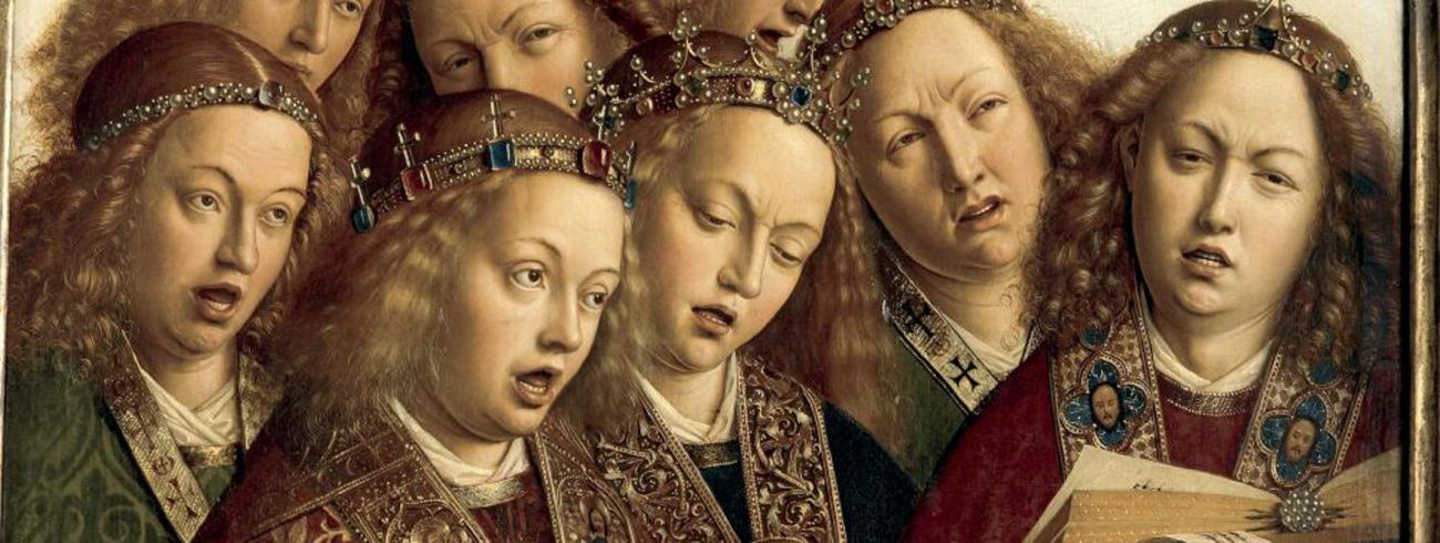 Zingende engelen, paneel uit het Lam Gods van Jan en Hubert Van Eyck, Sint-Baafskathedraal Gent 