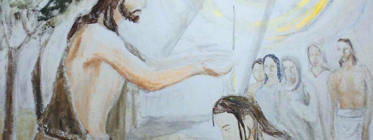 Doop van Jezus door Johannes - tekening Pia Foierl © Image