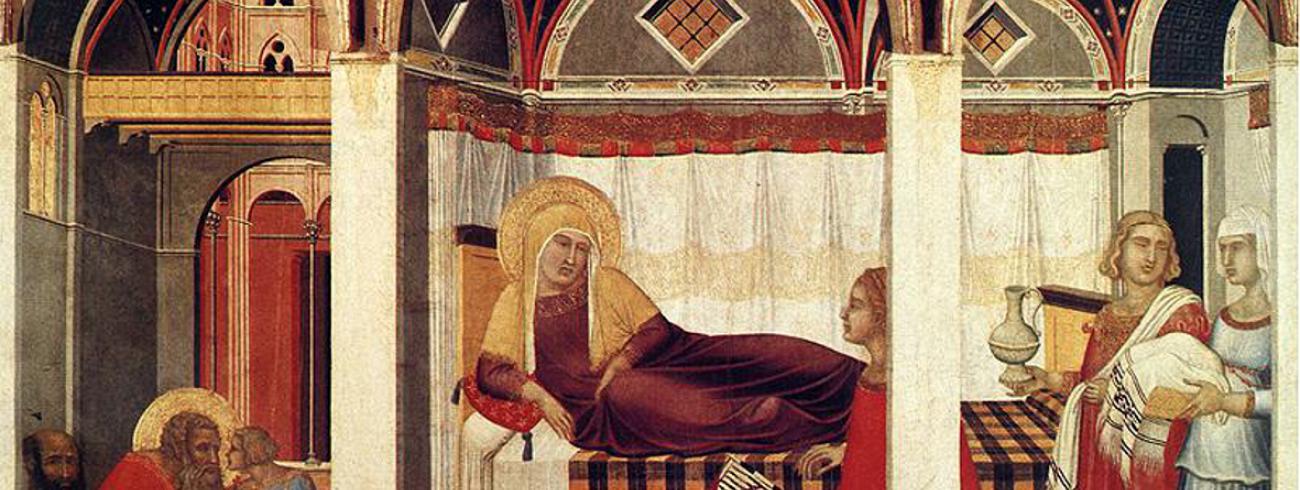 Maria Geboorte, triptiek Pietro Lorenzetti, 1342 