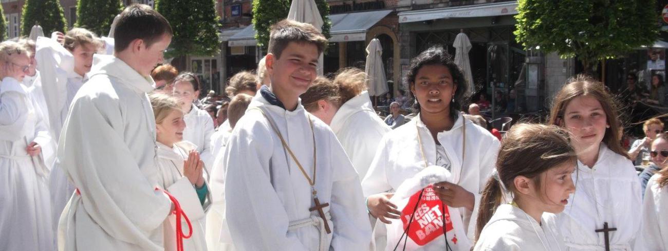 Onze misdienaars op de Vlaamse Misdienaarsdag in Leuven 2015 © Marina Welvaert