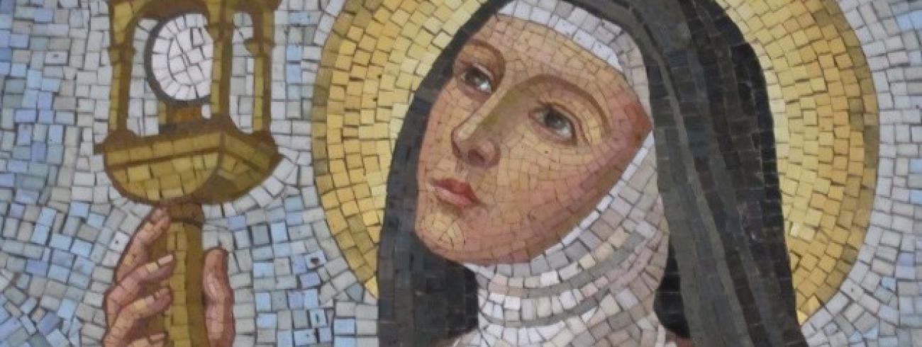 Mozaïek van de heilige Clara. 
