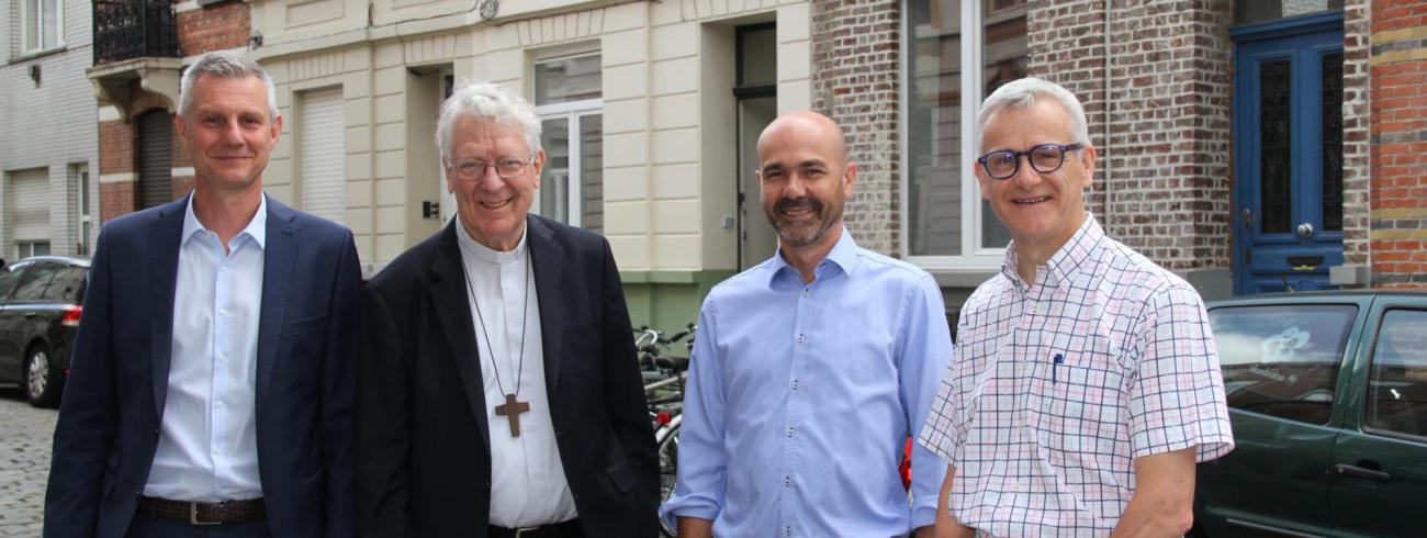 Philip Machiels, Mgr Van Looy, Bert Van den Broele en Alexis Versele © Bisdom Gent, foto: Ellen Eeckhout