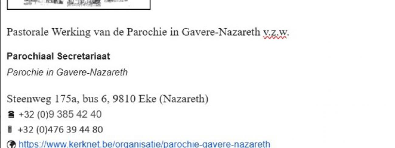 vzw Pastorale Werking van de Parochie in Gavere-Nazareth 