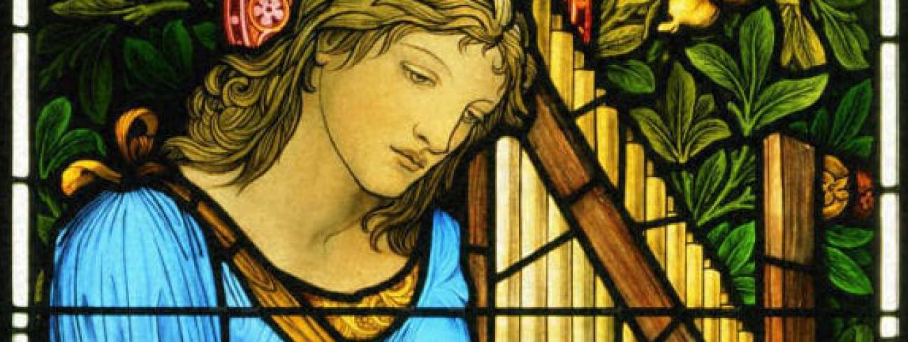 Sint-Cecilia - glasraam - Saint Cecilia, ca. 1900 Sir Edward Burne-Jones, 1833–1898;  Princeton University Art Museum. © Saint Cecilia, ca. 1900 Sir Edward Burne-Jones, British, 1833–1898 Made by Morris & Co., est. 1875. Stained and painted glass, Princeton University Art Museum.