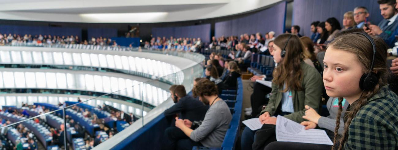 De Zweedse klimaatactiviste Greta Thunberg was vandaag te gast in het Europese Parlement in Straatsburg © Persdienst EP