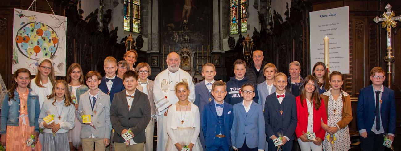De vormelingen in Meldert en vormheer Marcel (september 2020) 