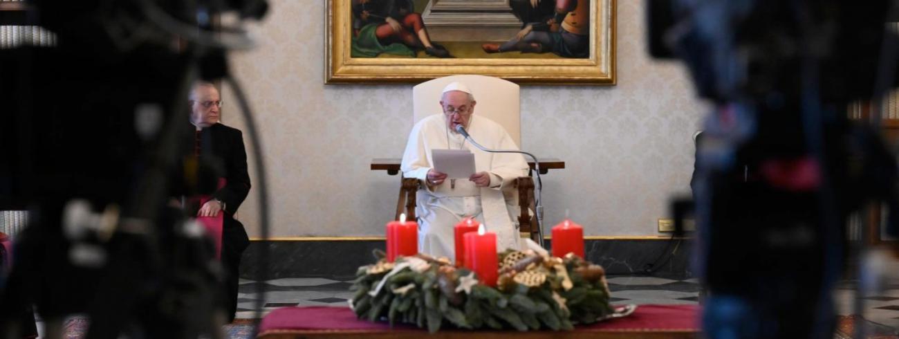 Paus Franciscus tijdens de algemene audiëntie van woensdag 9 december 2020 © VaticanMedia