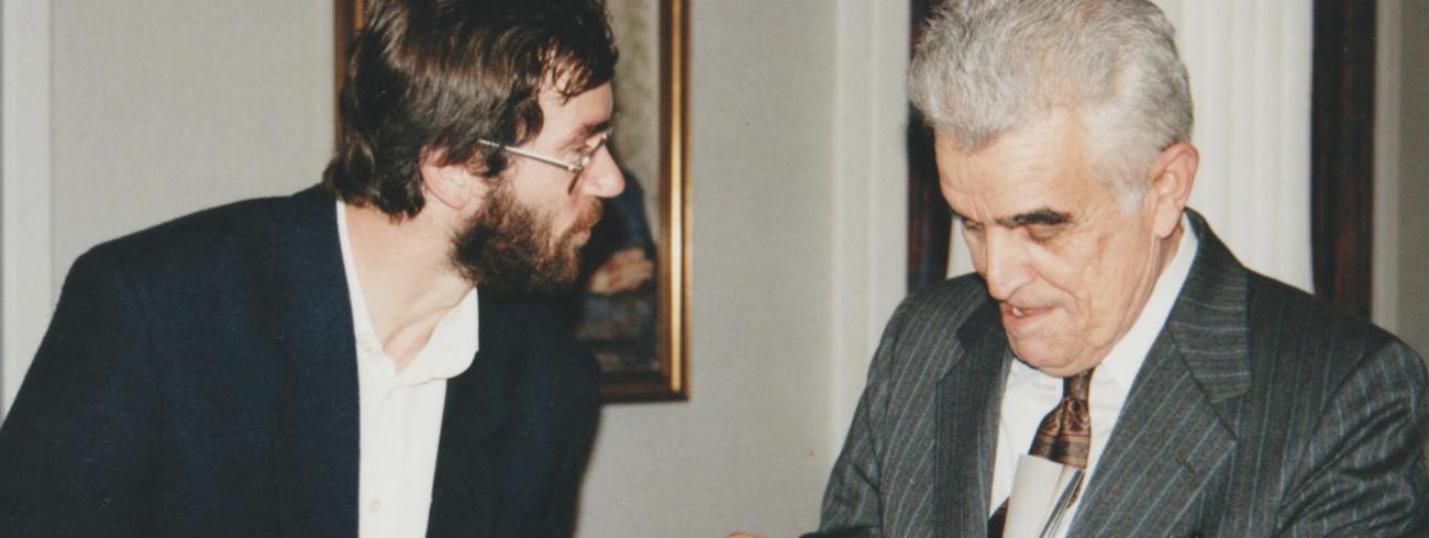 Guido Vanheeswijck met René Girard, 23 oktober 1995.  © rr