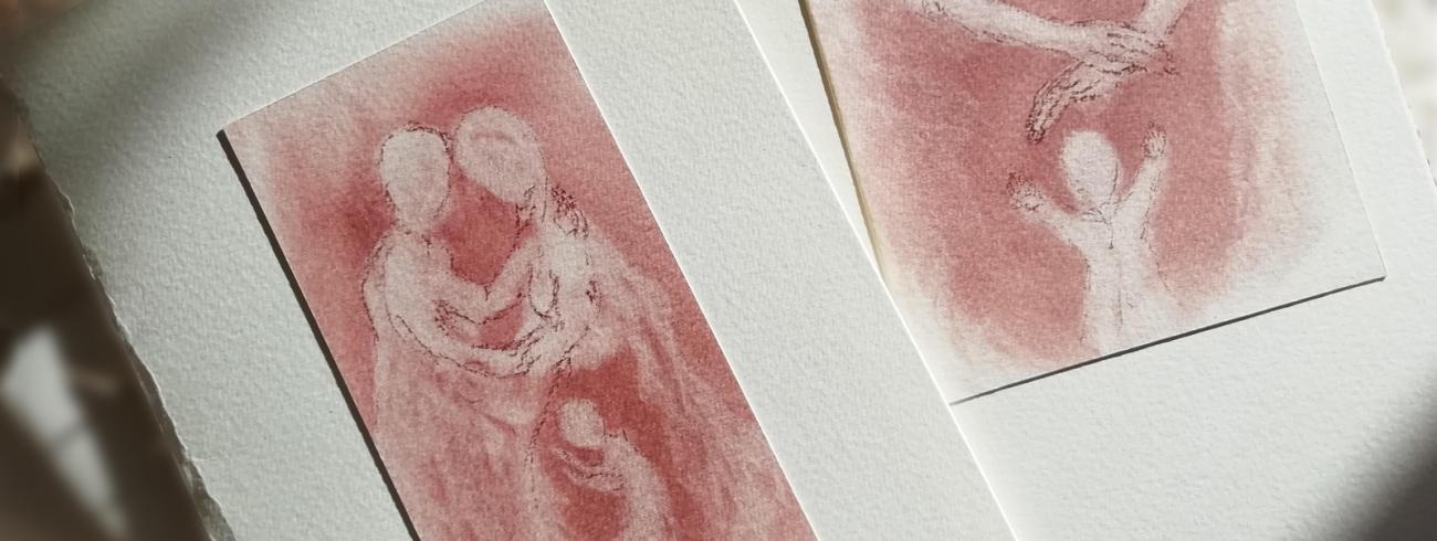 Illustraties op doopboekjes gemaakt door Magali De Vlaeminck 