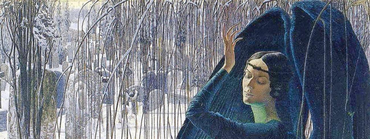 Carlos Schwabe, De Dood en de grafdelver, circa 1895.  © Schwabe