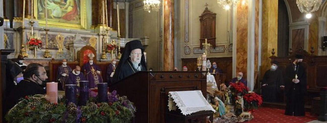 Korte toespraak van patriarch Bartholomeus © N. Papachristou/Oecumenisch Patriarchaat