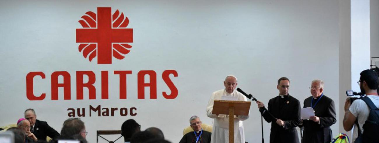 Paus Franciscus op bezoek in het Caritascentrum in Rabat © Vatican Media