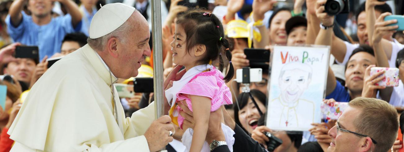 Paus Franciscus op missie in Korea in 2014 © Missio