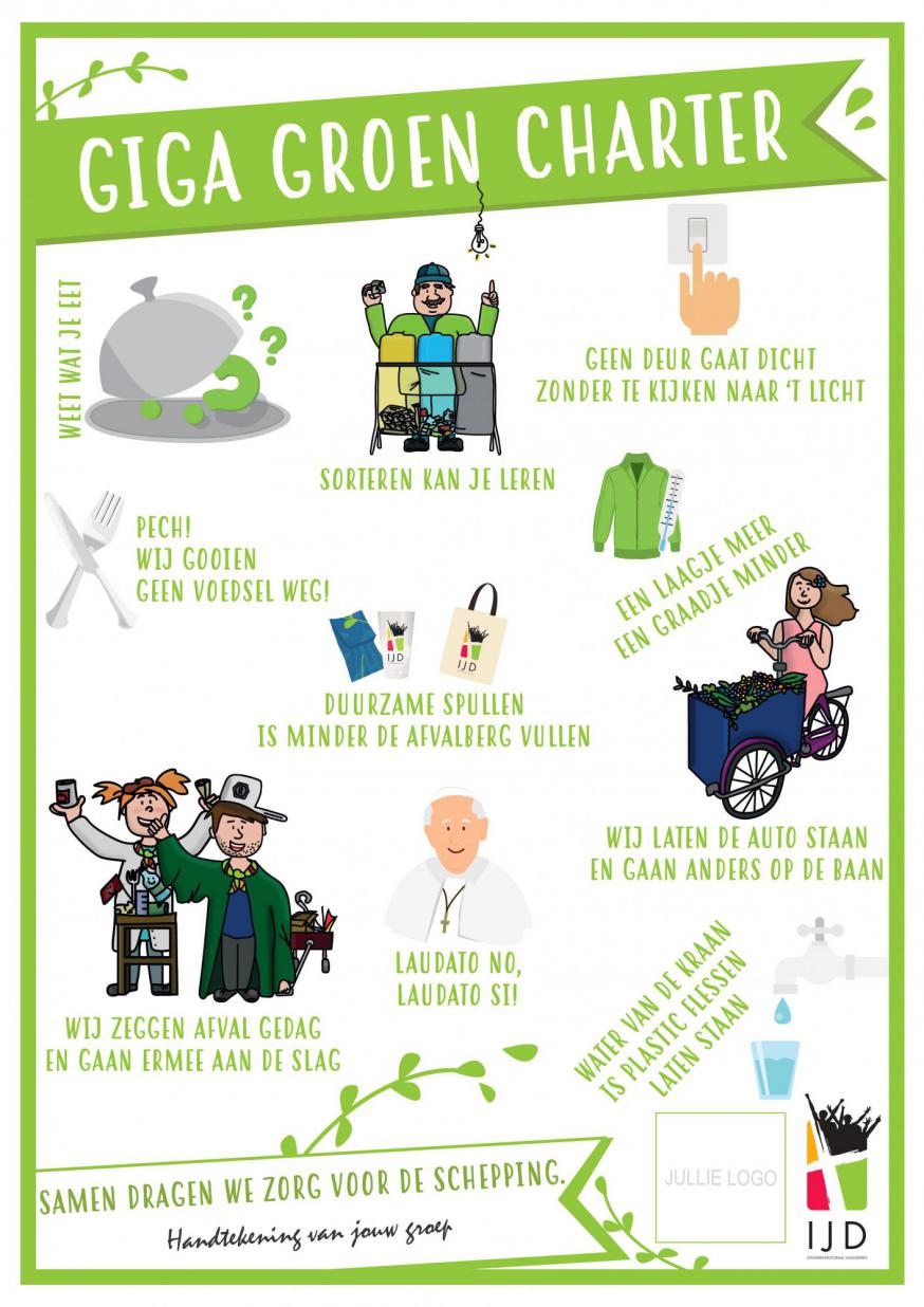 Het Giga Groen Charter van IJD voor het jaarthema De achtste dag van 2019-2020. Het Giga Groen Charter van IJD voor het jaarthema De achtste dag van 2019-2020.