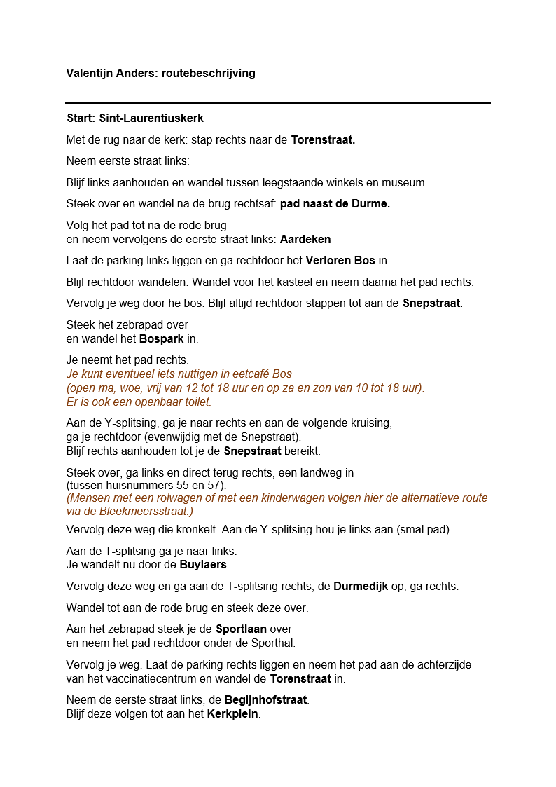 Valentijn Anders routebeschrijving 