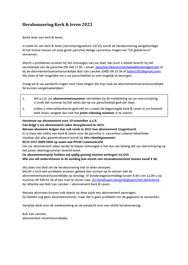 Herabonnering Kerk & Leven 