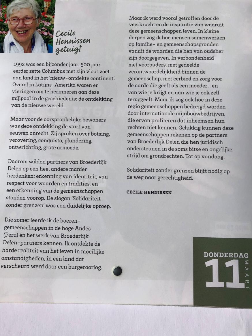 Vastenkalender 11 maart 2021 © Broederlijk Delen