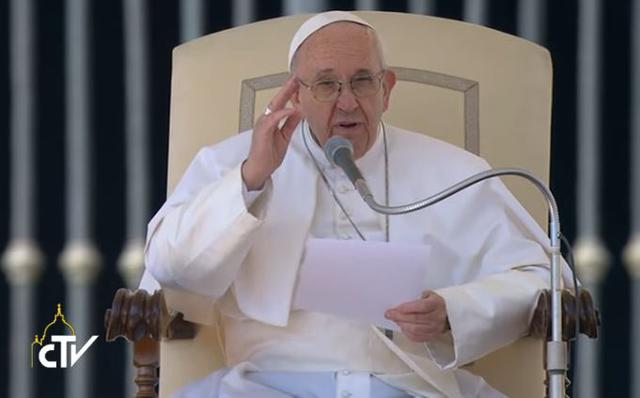 Paus Franciscus tijdens de algemene audiëntie van woensdag 15 maart 2017 © CTV