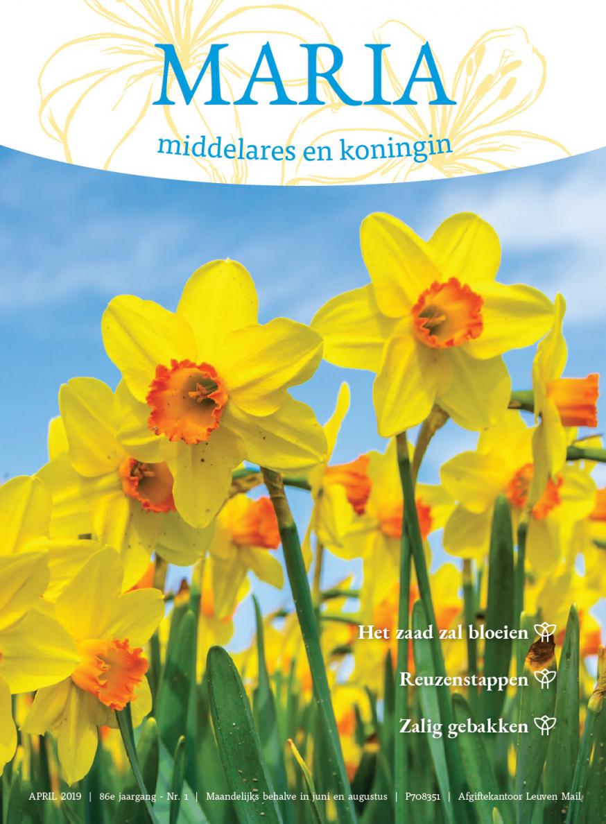 De cover van het aprilnummer van het grondig vernieuwde tijdschrift Maria, middelares en koningin © Maria, middelares en koningin