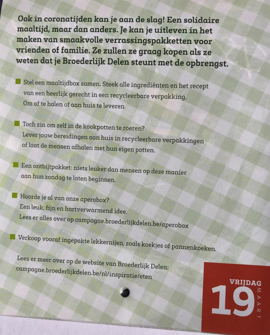 Vastenkalender vrijdag 19 maart © Broederlijk Delen