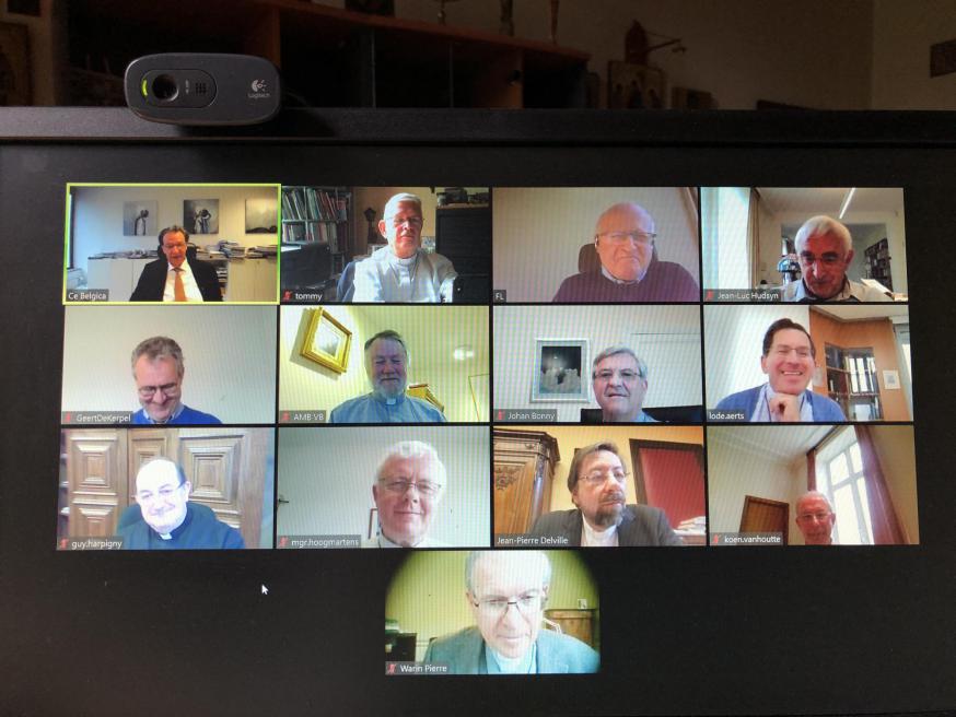 Screenshot van de videoconferentie van de bisschoppen © Tommy Scholtes