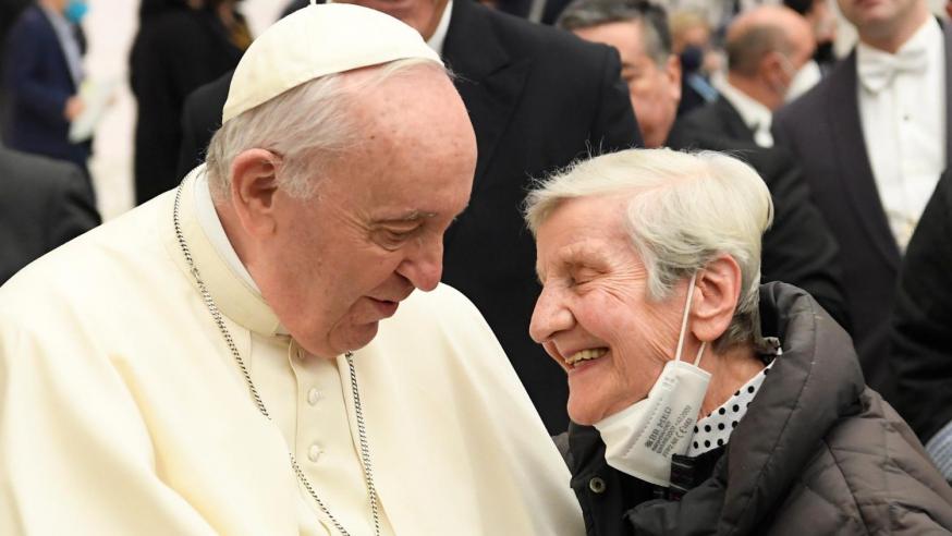 Paus Franciscus tijdens de algemene audiëntie van woensdag 23 februari 2022 © VaticanMedia