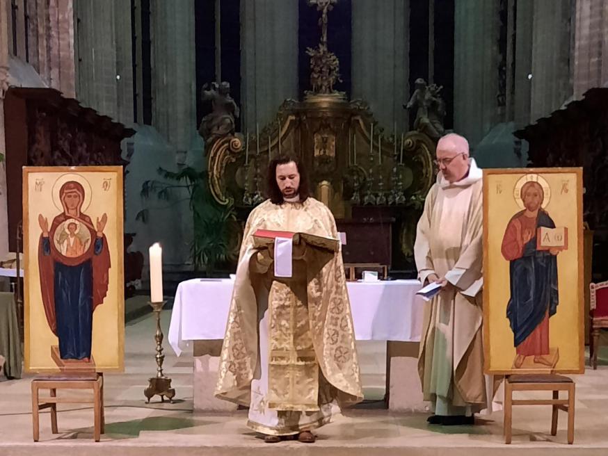 Oekraïens Grieks-Katholieke Kerstviering voorgegaan door priester Mykola Paliuh © Pastorale zone Leuven aan de Dijle