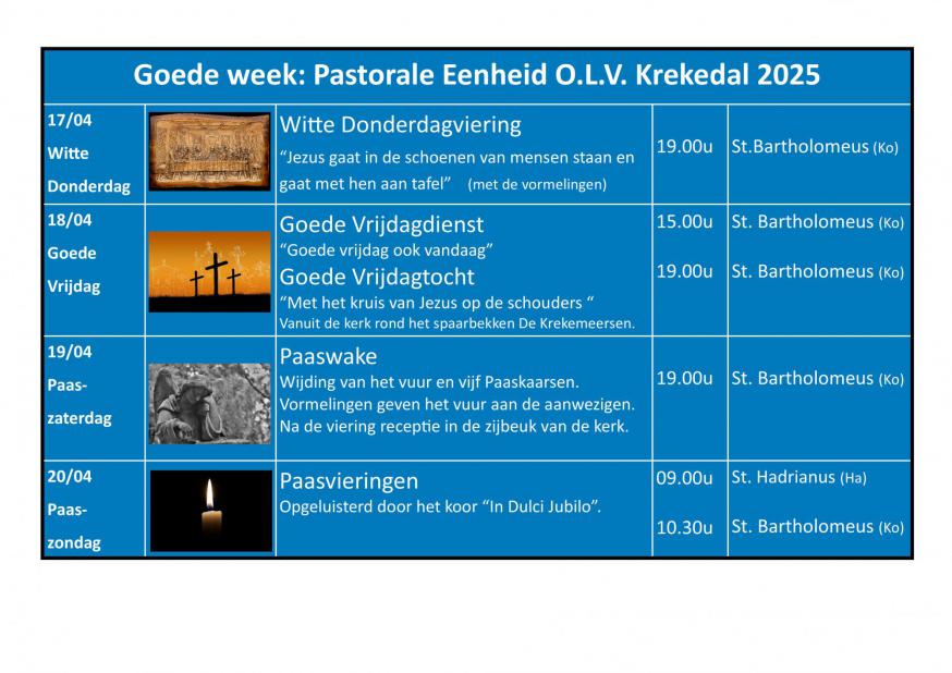 De Goede Week 2025 in PE OLV Krekedal Kortemark © Pastorale Eenheid O.L.V. Krekedal Kortemark