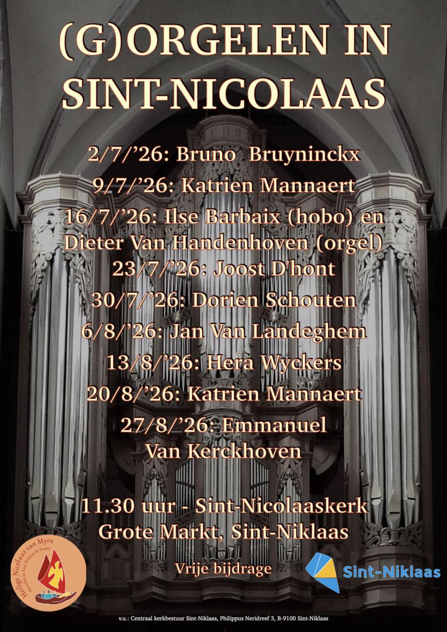 Zomerprogramma orgelconcerten 2025-2026 