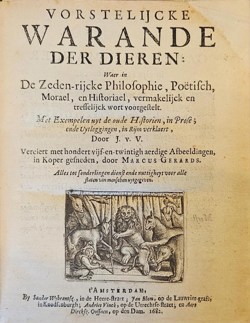 Titelpagina van Vorstelijcke warande der dieren   