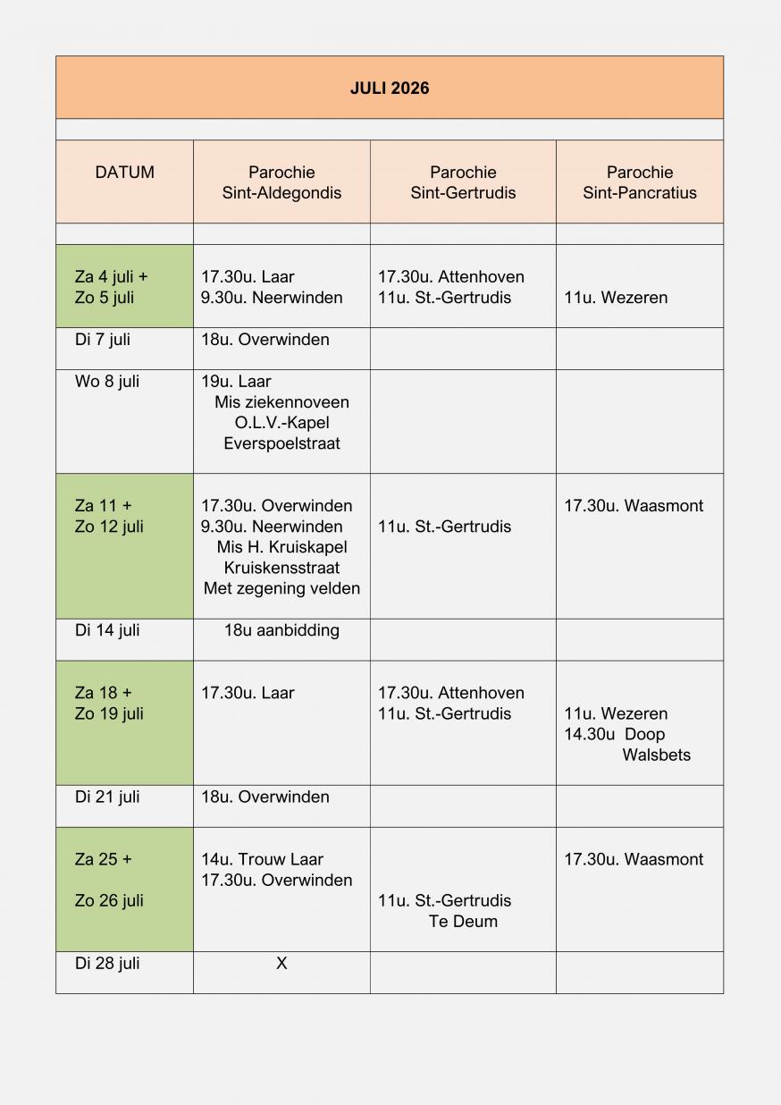 Vieringen juli 2026  