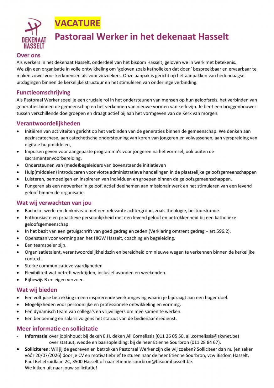 VACATURE © @DekenaatHasselt