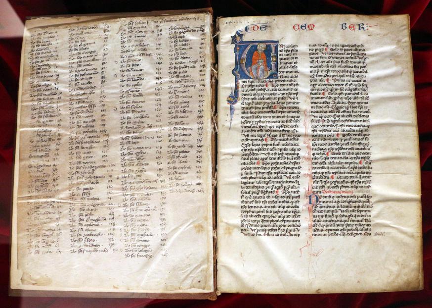 Een exemplaar van de ‘Legenda aurea’, te zien in de Biblioteca Medicea Laurenziana in Firenze. © Sailko, CC BY 3.0 <https://creativecommons.org/licenses/by/3.0>, via Wikimedia Commons