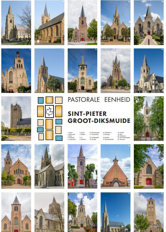 De 22 kerken in de pastorale eenheid Sint-Pieter Groot-Diksmuide 