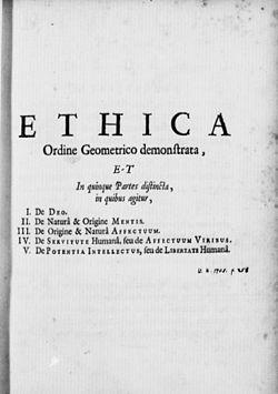 'Ethica', Spinoza's magnum opus. Foto CC Wikimedia