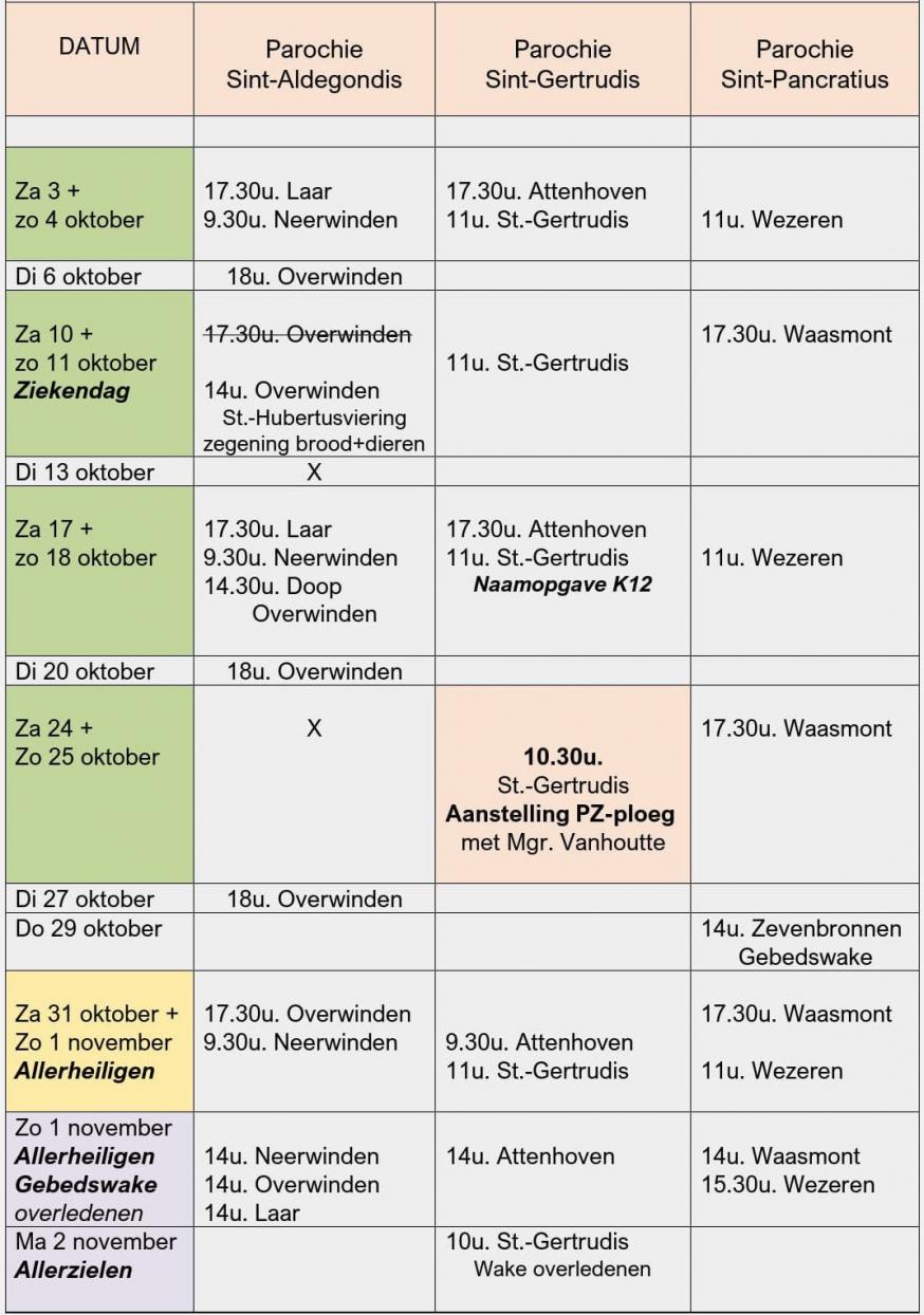 Vieringen oktober 2026 PZ Landen  