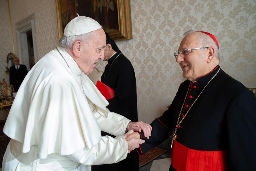Paus Franciscus met patriarch Louis Raphael I Sako © VaticanMedia