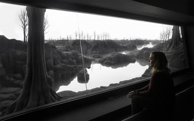 Kunstmatig landschap op de plek van de voormalige kloosterkerk in Herkenrode.  © Boek 'De gekste plek van België'.