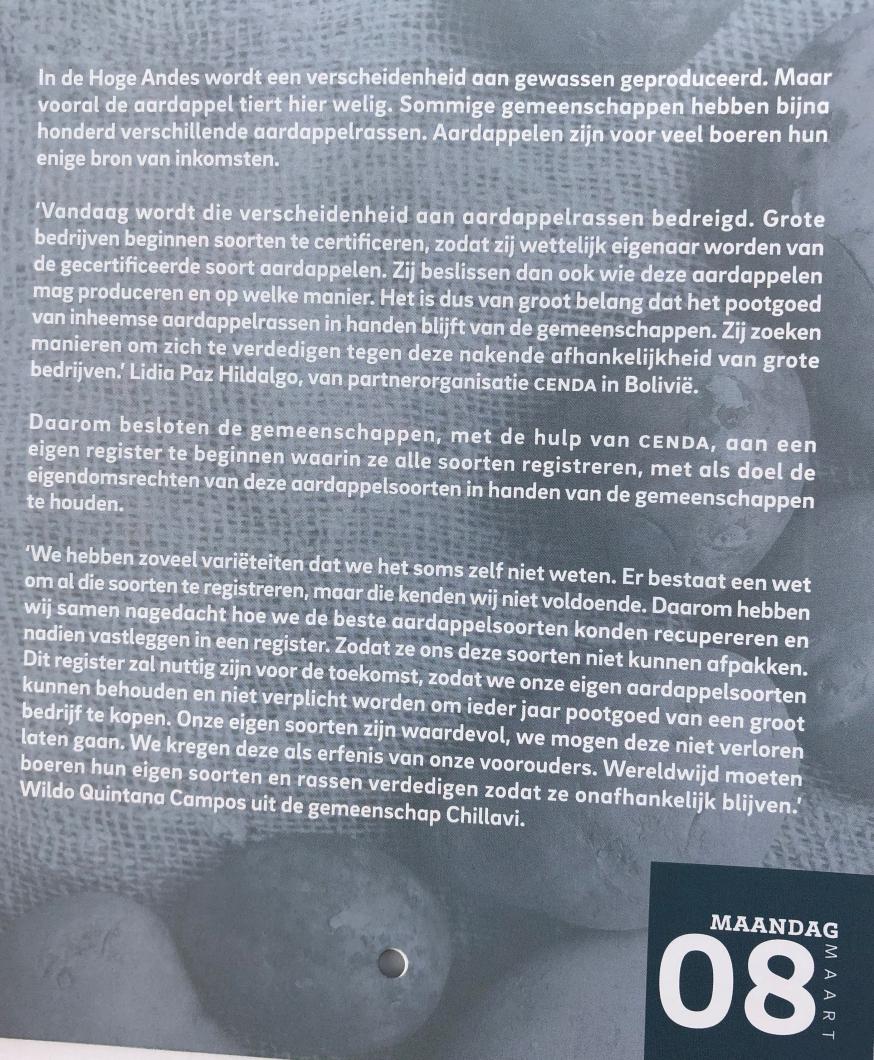 Vastenkalender 8 maart 2021  © Broederlijk Delen