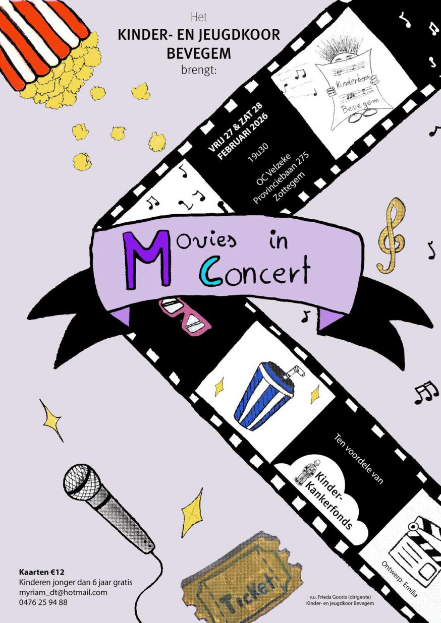 Affiche Kinder- en jeugdkoor Bevegem 2026 © FriGo