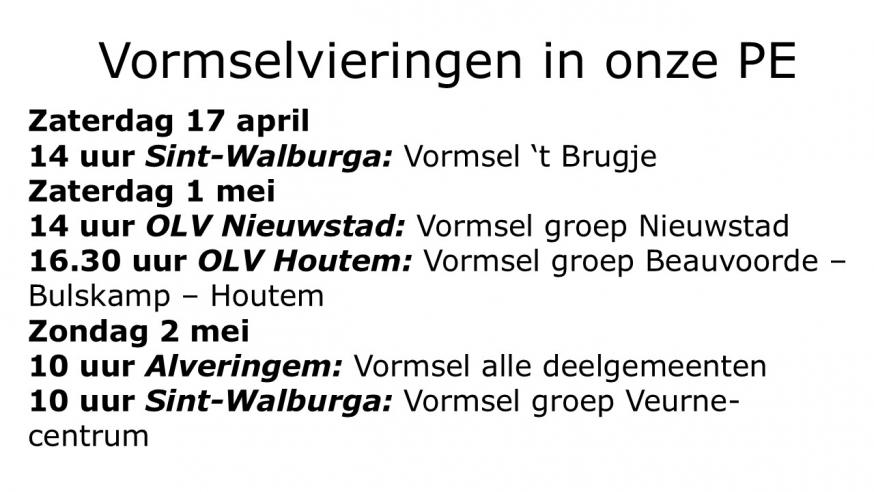 Data vormselvieringen 2027 © PVC
