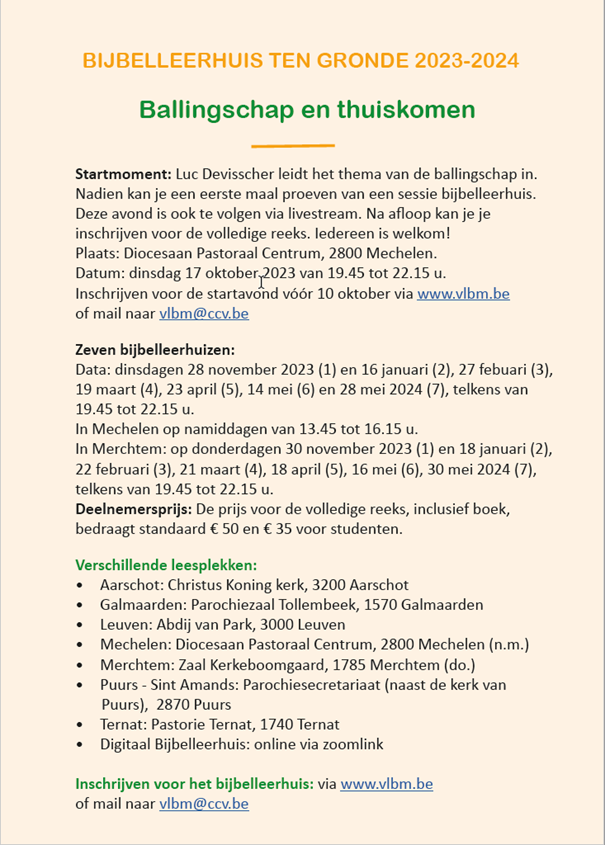 Bijbelleerhuis 2023 - 2024 