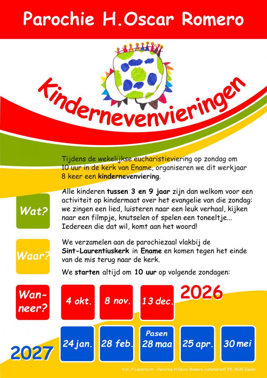 Kindernevenvieringen werkjaar 2026-2027 