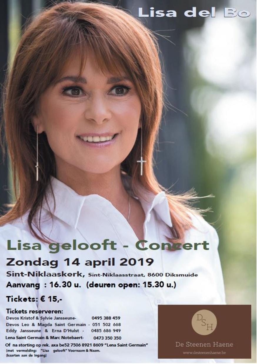 Affiche concert Lisa Gelooft palmzondag 14 april 2019 