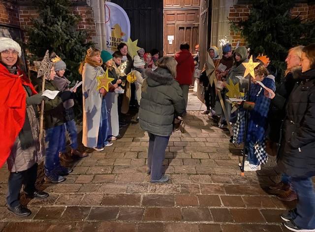 Sterzingen aan de kerkdeur Stekene 