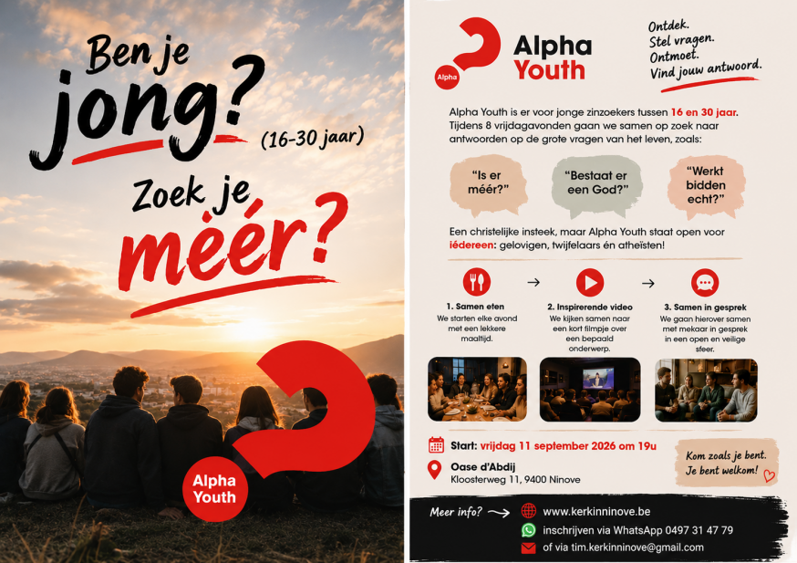 Alpha Youth 2 van start op 11 september 2026 in de Sint-Corneliusparochie Ninove © Tim Van Nieuwenhove