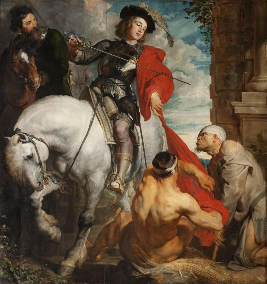 Sint-Maarten deelt zijn mantel met de armen © Antoon Van Dyck - St-Martinuskerk ZAventem